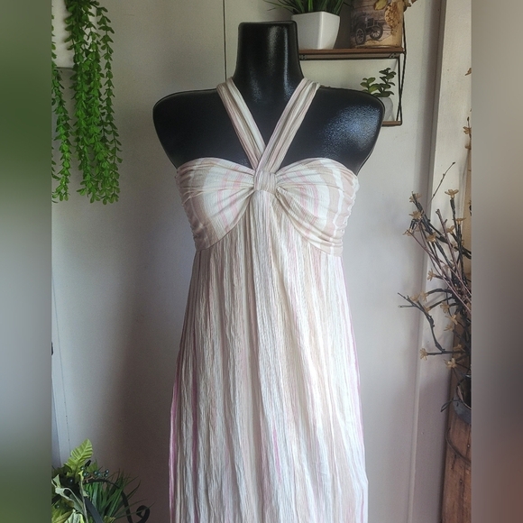 Fate Cream and Pink Striped Maxi Dress XS - Picture 2 of 7